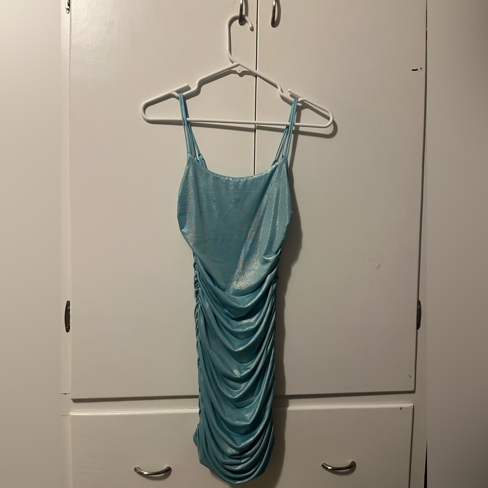 Blue glittery dress tight